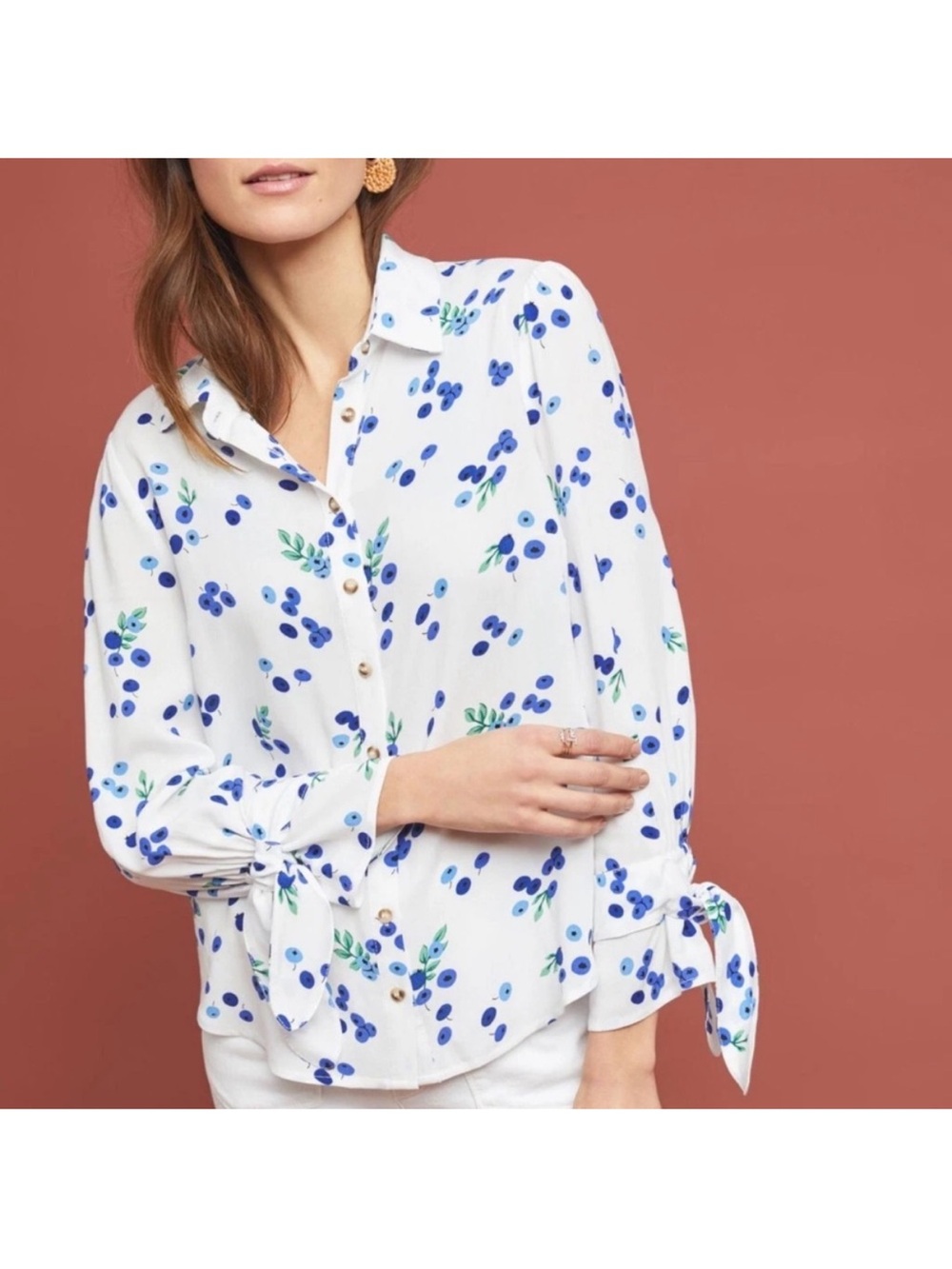 Maeve Anthropologie Blithe Blueberry Blouse Button Up View 2